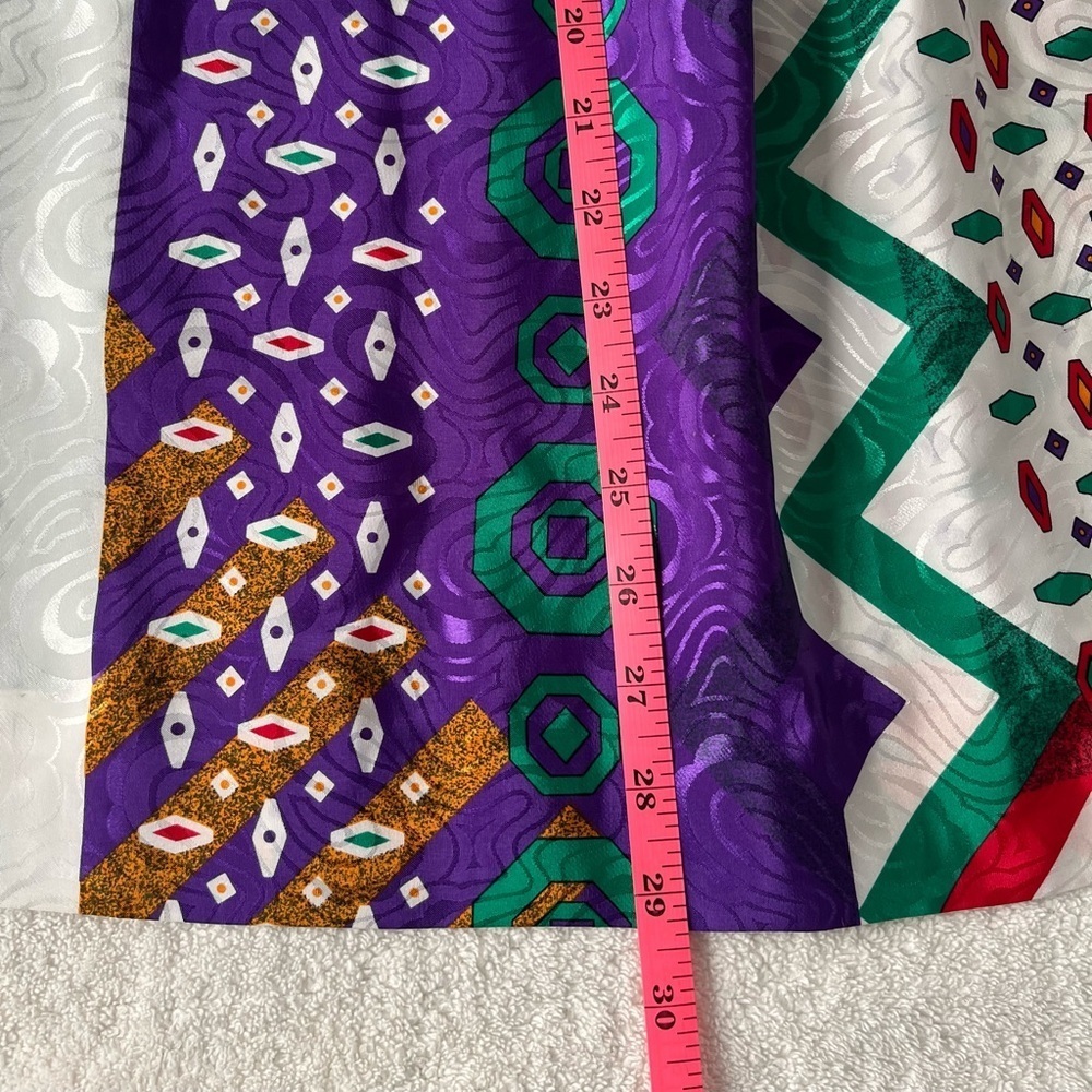 Vintage Jacquard Skirt + Scarf Set, Vibrant Multicolor Print. Women Sz 6 - Picture 4 of 16